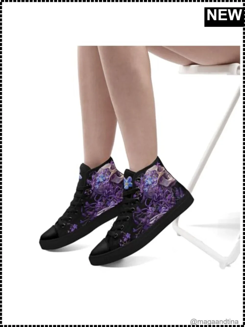 High Top Canvas Sneakers Skull Floral Lightweight Casual Goth Skate Shoes